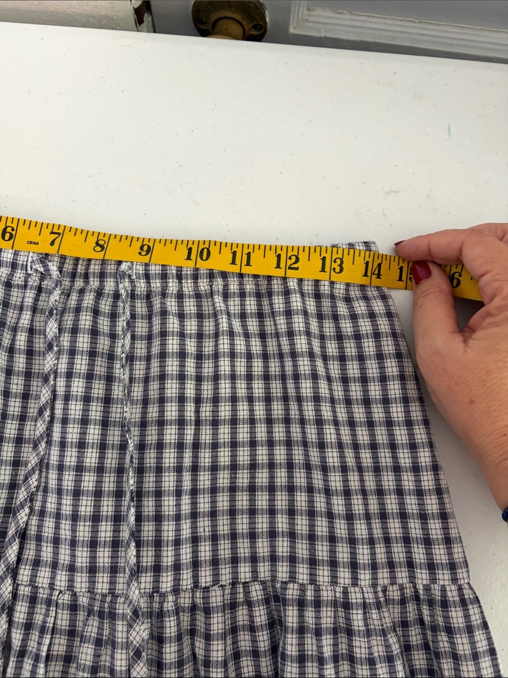 Brandy Melville Blue and White Gingham Tiered Maxi Skirt - Picture 4 of 6